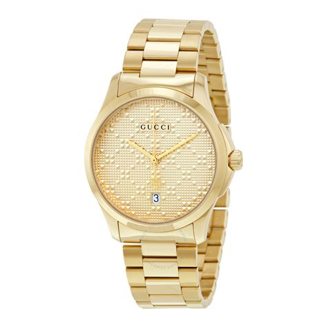 gucci yellow gold watch|Gucci watch gold detailing.